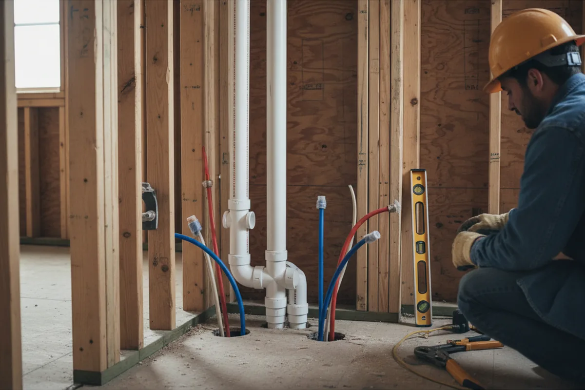 Drain and supply rough-in during Sump Pump Repair in Gregory