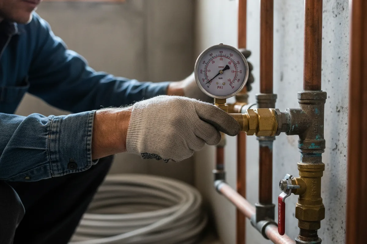 Pressure testing a repaired line during Water Line Repair in Gregory